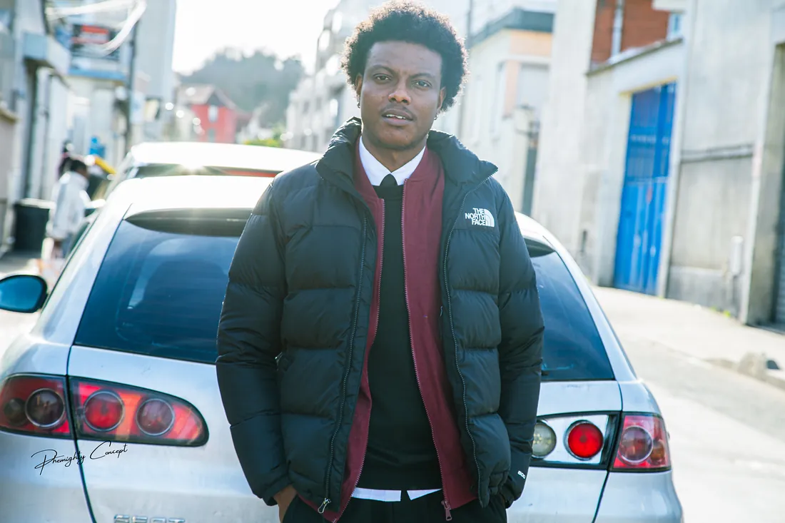 Layered up in a black puffer jacket